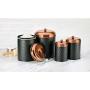 Amici Home Collection, 7CDI031S2R, Ashby Copper Metal Storage Canister, Set of 2, 38 ounces each, Medium, Black/Gold