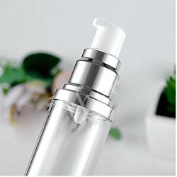 2PCS Clear 30ml 1oz Empty Upscale Refillable Plastic Airless Pump Bottles Make Up Cream Lotion Toner Cosmetic Toiletries Liquid Storage Containers Jar Pots With Silver Cap