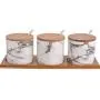 Ensemble de 3 Pots Céramiques Scandinave Moderne Style Citron, Contenants à Condiments en Porcelaine, Pots à Épices avec Couvercles et Cuillère, Plateau en Bois, Cruet Pot, pour Épices, Sucre, Café, Sel