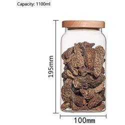 WANGLX ST Glass Bottle Food Storage Tank Good Sealing Heat-Resistant Borosilicate Glass Sealed Cans Dried Fruit Sealed Bottle Wooden Lid Storage Jar, A