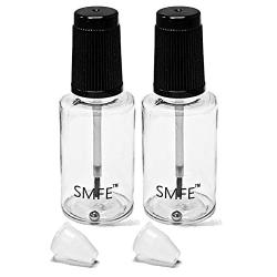 SMFE 20ml Plastic Empty Refillable Nail Polish Touch Up Bottle with Mixing Marble, Conservation Insert and Brush Top, Pack of 2