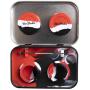 DoPake portable stainless steel tin box 2-5ml silicone container jars,non-stick storage wax carrying case with bonus stainless steel spoons (Black&White&Red)