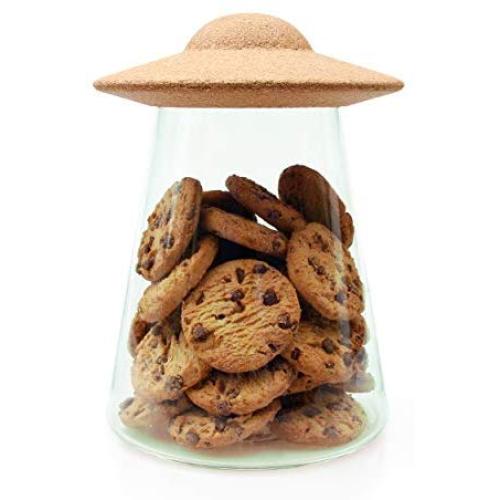 Suck UK SK STOREUFO1 UFO Food Containers with Lids | Cookie Jar | Glass Pantry Storage, One Size,