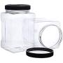 2 BPA Free Jars with Lids PACK of Clear Empty Plastic Storage Holders- Square Food Grade Air Tight Container with Easy Grip Handles - Jar Multi Purpose