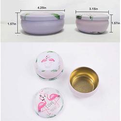 6PCS Deer Flamingo Print Food Storage Tin Jars with Lid for Candle DIY, Candies, Hair Accessories