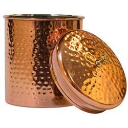 Denmark Artisinal Collection Copper Plated Stainless Steel Kitchen Canisters Storage Bowls with Mirrored Hammer Finish, 79 Ounce Covered Storage Canister