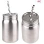 Mason Jar With Lid Straw Insulation Double Walled Organizer Stainless Steel Coffee Cup Drinking Kitchen Storage Portable Bottle Tea