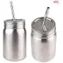 Mason Jar Coffee With Lid Straw Stainless Steel Tea Drinking Double Walled Kitchen Cup Portable Storage Bottle Insulation Organizer