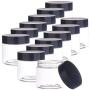 PH PandaHall 18 pcs 60ml(2 Oz) Empty Clear Plastic Slime Storage Favor Jars Wide-Mouth Sample Containers Round Cosmetic Travel Pot with Black Screw Cap Lids for Beads Jewelry Make Up Nails Art