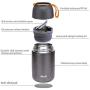 2 Pack Vacuum Insulated Food Jar Hot Food Containers for Lunch School Soup Thermos For Kids,Travel Food Flask Hot Cold (24oz,17oz)(A-Grey-new)