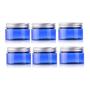 6Pcs 3.3 Ounce Blue Round Plastic Jars with Inner Liners and Aluminum Lids Empty Travel Sample Containers Bottles for Makeup Sample Lotion Facial Cream Mask Ointment