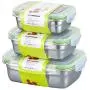 Food Storage Containers Set with Lids 3 Pack Meal Prep Containers Stainless Steel Kitchen Storage Box Airtight Leak Proof Easy Snap Lock Metal Container Set for Kitchen Use Food Storage Containers Set with Lids 3 Pack Meal Prep Containers Stainless Steel Kitchen Storage Box Airtight Leak Proof Easy Snap Lock Metal Container Set for Kitchen Use