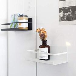 Magnetic Kitchen Rack Fridge Organizer,Starwak Metal Refrigerator Side Storage Shelf,Spice Jars Rack,Paper Towel Roll Holder,Home Rustproof Multi-use Punch-free Shelving Storage Unit Wall Mount(White)