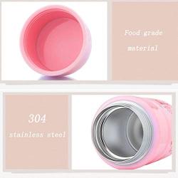 Thermos Food Jar Thermos Stainless Food Flask For Kids 460ml,Leakproof Vacuum Insulated Food Containers Lunch Box With Folding Spoon (Color : Pink)