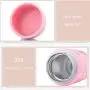 Thermos Kinder-Lebensmittelbehälter Edelstahl Thermos-Flasche 460ml, Dichtverschluss-Vakuumisolierte Schale mit Klapplöffel (Farbe: Rosa)