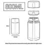 Food flask Food Jar with Folding Spoon Storage Bag Insulated 304 Stainless Steel Multi-Purpose for Food Hot 1L
