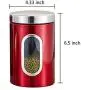 3 STK Rote Edelstahl Küchenbehälter mit Sichtfenster zur Aufbewahrung von Süßigkeiten/Zucker für Küche/Wohnzimmer