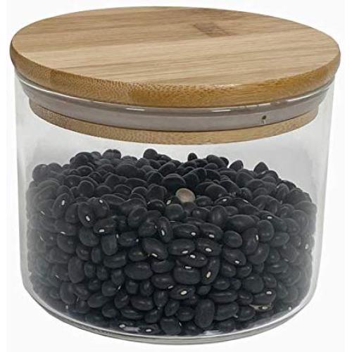 Spiceberry Glass Kitchen Storage Jars with Bamboo Caps - Set of 4