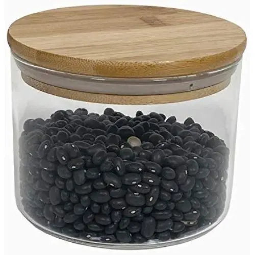 Bocal en Verre Épices avec Couvercles en Bambou - Set de 4 Bocal en Verre Épices avec Couvercles en Bambou - Set de 4