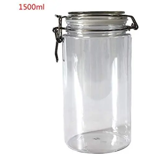 Xdodnev Kunststoff Rund Clip Top Behälter mit Dichtung für Lebensmittelbehälter, Geschirr, Vorratsglas, Küchenhelfer, Mehl, Pasta, Gewürz-Organizer, 1500 ml