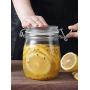 HOMELUNY Set of 4 Kitchen Food Airtight Jars Round Clear Glass Storage Jars Storage Containers Enzyme Jars for Candy, Cookie, Rice, Sugar,Flour,Snacks Keeping Food Dry & Fresh Round 450ML