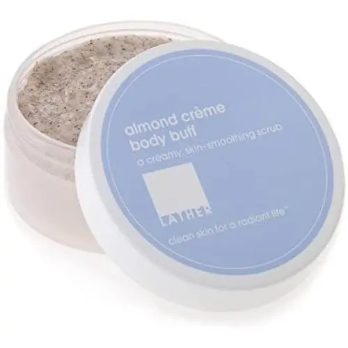 LATHER Almond Creme Body Buff 4 oz - Cream-Based Body Scrub That Gently exfoliates and hydrates The Skin