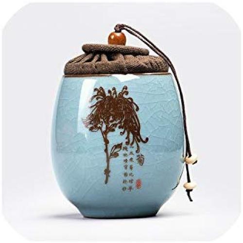 Tea Cans Ceramic Tea Pot Container For Puer Storage Chinese Pastoral Style Porcelain Mini Sealed Tea Caddy Candy Jars Canister,Ju