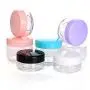 10PCS/10Gram Plastic Clear Empty Cosmetics Jar Pot Cream Facial Mask Makeup Lotion Emulsion Bottles Containers with Colored Lid