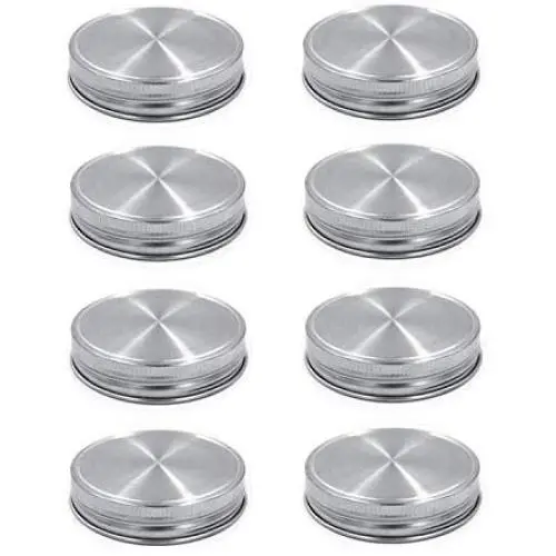 8pcs Pack Regular Mouth Mason Jar Lids for Ball Kerr and More, Made of 304 Stainless Steel, 100% Rust-proof and Leak-proof Storage Caps for Mason Jars 8pcs Pack Regular Mouth Mason Jar Lids for Ball Kerr and More, Made of 304 Stainless Steel, 100% Rust-proof and Leak-proof Storage Caps for Mason Jars