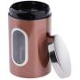 Food Storage Jar, Metal Food Storage Can with Airtight Seal Lid - Modern Design Kitchen Storage Canister for Serving Tea, Coffee,Spice (Brown)