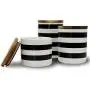 Ensemble de bocaux en céramique Sunddo avec couvercle en bambou – Parfait pour le café, le thé, le stockage des aliments, des bonbons, du sucre – Design moderne, pot en porcelaine, conteneur de cuisine, cadeau pour femmes, rond, blanc et noir, ensemble de