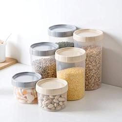 storage jar Grain container Food container Storage Box，Plastic sealed cans kitchen grains dried fruit food storage storage box, khaki trumpet