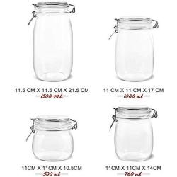 4-Pieces Household Airtight Canister Set (Clear Glass) with Lid Waterproof and Airtight Storage Glass Jar Dry Food Pantry Multi-Purpose Food Storag Container-Includes 1 each 1.5L 1L 0.76L 0.5L