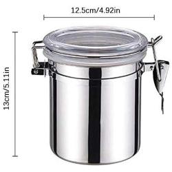 Stainless Steel Container Kitchen Food Preserving Jar With Clear Lid & Locking Clamp, Airtight Canister For Storing Coffee, Tobacco, Flour, Sugar - Stylishbuy