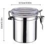 Stainless Steel Container Kitchen Food Preserving Jar With Clear Lid & Locking Clamp, Airtight Canister For Storing Coffee, Tobacco, Flour, Sugar - Stylishbuy