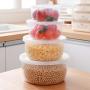 Round Crisper/Transparent Plastic Refrigerator Storage Box Food Grain Kitchen Grain Jars Meal Preparation Lunch Box Lunch Box Set Of 5 Food Storage Containers4 piece set (Color : Clear)