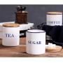 Food Storage Containers Set of 3,White Coffee Tea and Sugar Canisters Jars for Kitchen with Airtight Wooden Lids,Pantry Organization and Storage
