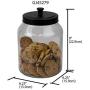 Home Basics Artisan 3 Lt Glass Jar with Black Top, Food Storage Container Canisters with Tight Lid Kitchen, Bathroom, Home Decor, Candy, Cookies, Rice, Sugar, Flour, Pasta (1)