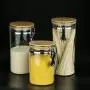 Bouteilles de Rangement en Verre UPKOCH avec Couvercles en Bambou Clip Airtight pour Thé, Café, Graines de Café, Sucre, Sel Bouteilles de Rangement en Verre UPKOCH avec Couvercles en Bambou Clip Airtight pour Thé, Café, Graines de Café, Sucre, Sel