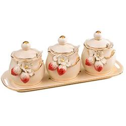 Mini Spice Jars Creative European Ceramic Spice Jar Three-Piece Set Kitchenware