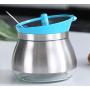 he yan long home Glass Spice Jar Set Condiment Bottles Kitchen Supplies Storage Jar Stainless Steel Small idea Spice jar (Color : Blue)