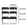 6PCS 10ML/15ML/20ML Clear Plastic Empty Refillable Sample Bottle Case Cosmetic Face Cream Vial Jar Pot Bottle Eyshadow Container Holder with Black Screw Cap Lid