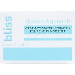 Bliss Drench and Quench Cream-To-Water Daily Moisturizer and Hydrating Skin Cream for Balancing and Brightening, Vegan Formula, 1.7 Ounce