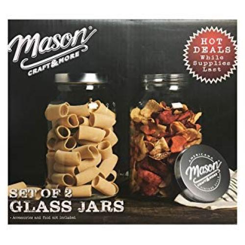 Mason Craft & More Set of 2 3.9 Liter/132 oz. Glass Jars