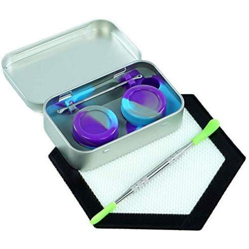 Wax Travel Kit Purple/Blue/Grey 2 Units 5ml Silicone Oil Kitchen Container Stainless Steel Carving Tool Large 1 Mini 1 and 1 Hexagon Black Mat by X-Value