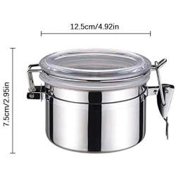 Stainless Steel Container Kitchen Airtight Canister With Clear Lid And Locking Clamp, Food Preserving Jar For Storing Tobacco, Coffee, Sugar, Flour, Sweets - Fightsong