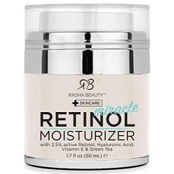 Radha Beauty Retinol Moisturizer Miracle Cream for Face - with Retinol, Hyaluronic Acid, Vitamin E and Green Tea. Best Night and Day Moisturizing Cream 1.7 fl oz.