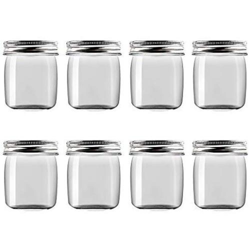 Novelinks 8 Ounce Clear Plastic Jars Containers With Screw On Lids - Refillable Round Empty Plastic Slime Storage Containers for Kitchen & Household Storage - BPA Free (8 Pack)