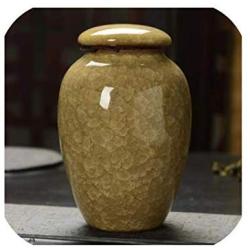 Small Concise Ceramic Ice Crack Tea Box Mini Storage Containers Tea Jar Sealed Tea Candy Tea Accessories,Yellow