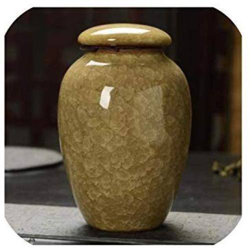 Small Concise Ceramic Ice Crack Tea Box Mini Storage Containers Tea Jar Sealed Tea Candy Tea Accessories,Yellow